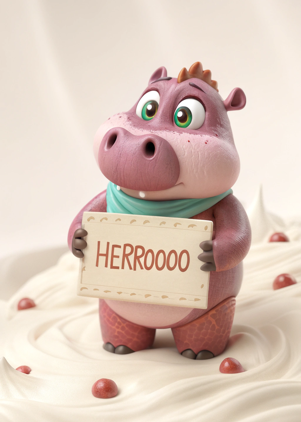 Whimsical hippo character card