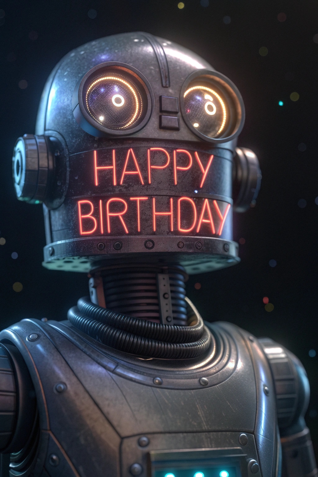 Happy sci-fi robot card